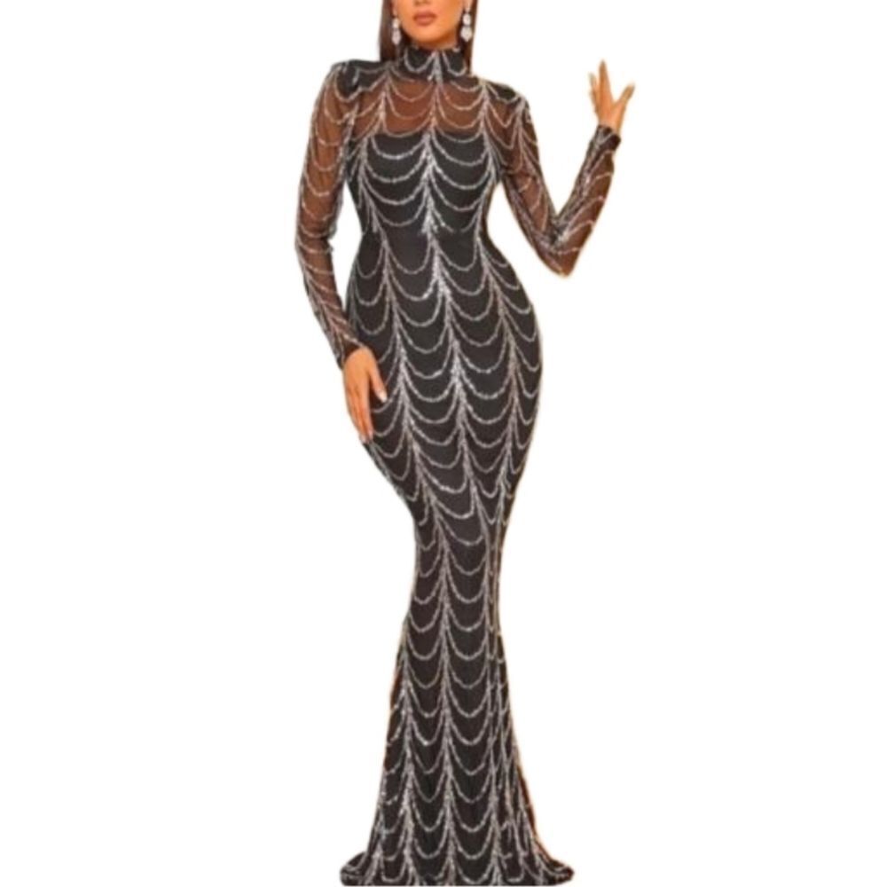 Women's Elegant long sequined formal gown sz Large